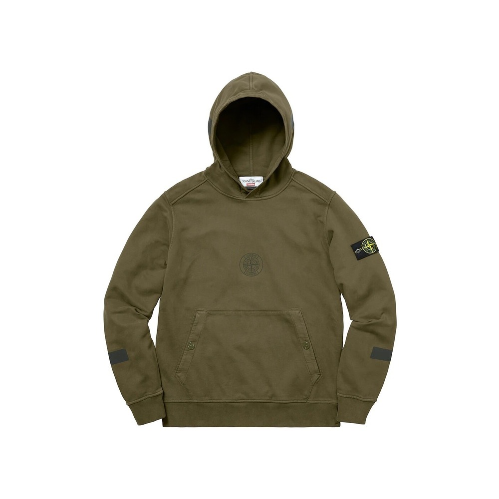 Stone Island X Supreme Men Hooded Sweatshirt - Green - Large